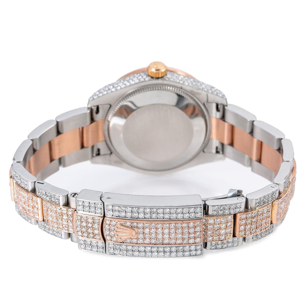 Pre-Owned Rolex Datejust 31MM 178271 Chocolate Diamond Dial Diamond Bezel Two Tone Rose Gold Full Diamond Oyster Bracelet 9.75ct