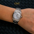 Pre-Owned Rolex Datejust 31MM 68241 Silver Diamond Dial Fluted Bezel Stainless Steel Oyster Bracelet