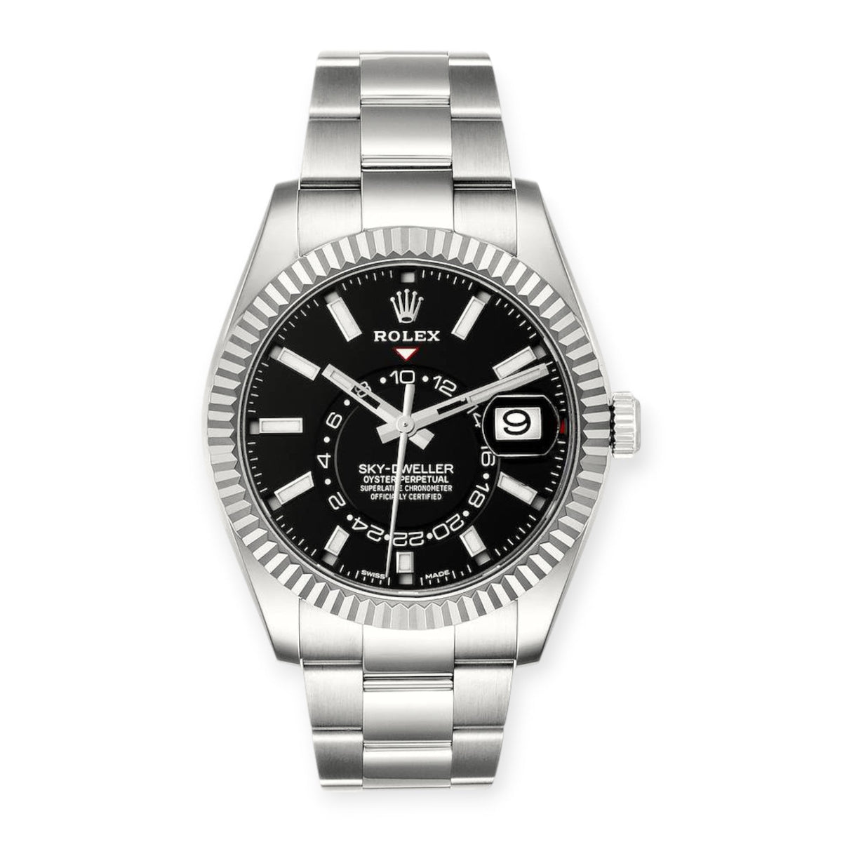 Pre-Owned Rolex Sky-Dweller 326934 42MM Black Dial With Stainless Steel Oyster Bracelet