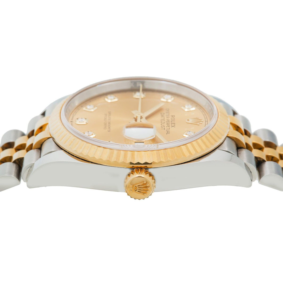 Pre-Owned Rolex Datejust 36MM 126233 Champagne Diamond Dial Fluted Bezel Two Tone Yellow Gold Jubilee Bracelet