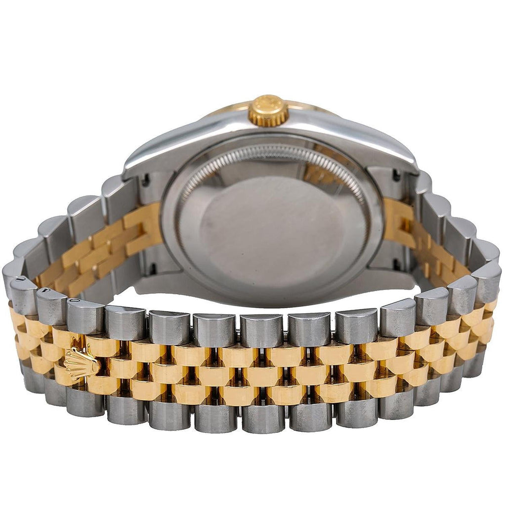 Pre-Owned Rolex Datejust 36MM 116233 Silver Pattern Diamond Dial Diamond Bezel Two Tone Yellow Gold Jubilee Bracelet 1.2ct