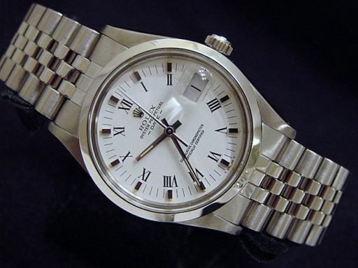 Pre-Owned Mens Rolex Stainless Steel Date White Roman 15000