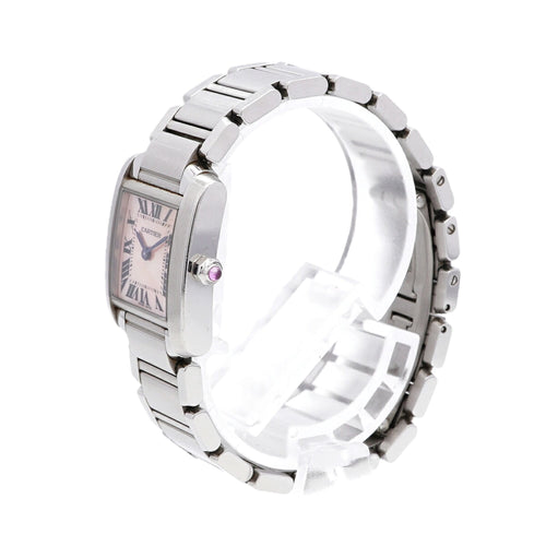 Pre-Owned Cartier Tank Française SM W51028Q3 Pink Dial Women's Watch