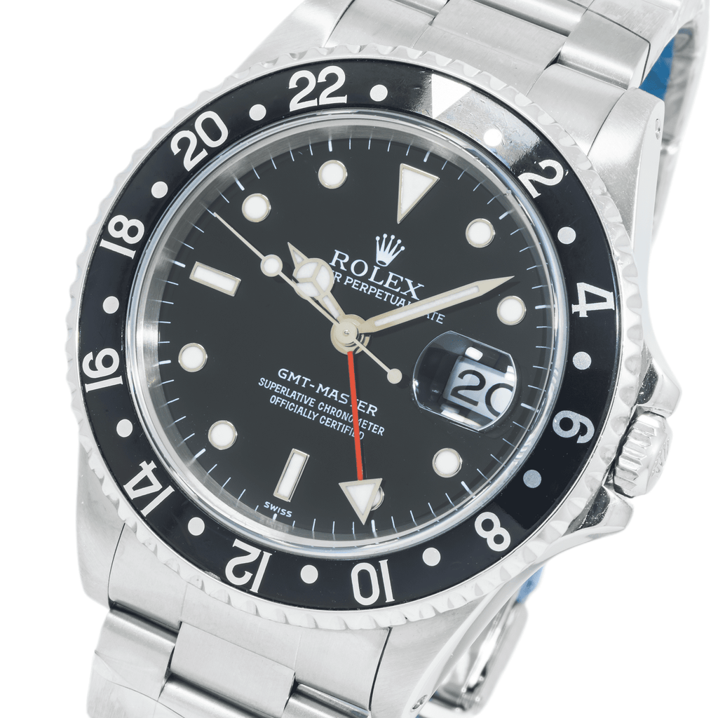 Pre-Owned Rolex Stainless Steel GMT Master II 40mm with Oyster Bracelet 16710, Black Insert