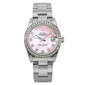 Pre-Owned Rolex Datejust 31MM 78240 Pink Mother of Pearl Diamond Dial Diamond Bezel Stainless Steel Oyster Bracelet 1.05ct