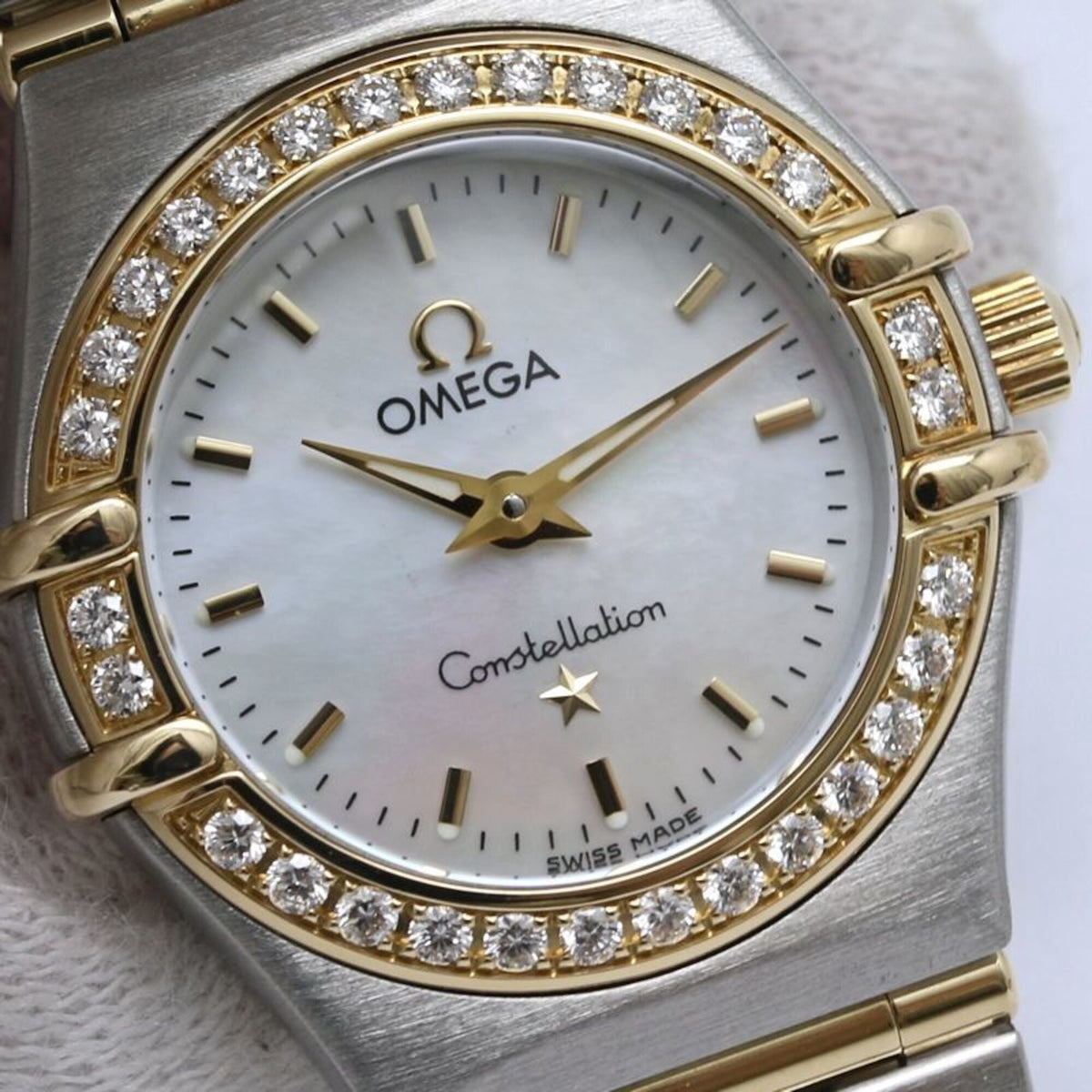 Pre-Owned OMEGA Constellation Mini Diamond 1267.70.00 Women's Watch SSx18K Yellow Gold 40604