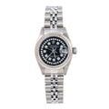Pre-Owned Rolex Datejust 26MM 69174 Black Diamond Dial Fluted Bezel Stainless Steel Jubilee Bracelet