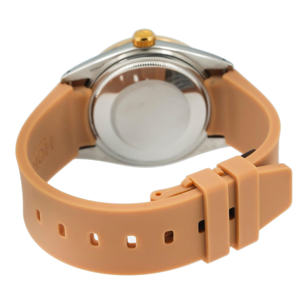 Pre-Owned Rolex Datejust 36MM 1601 Champagne Roman Diamond Dial Diamond Bezel Brown Rubber Strap