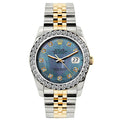 Pre-Owned Rolex Datejust 26MM 69173 Blue Mother of Pearl Diamond Dial Diamond Bezel Two Tone Yellow Gold Jubilee Bracelet 1.2ct