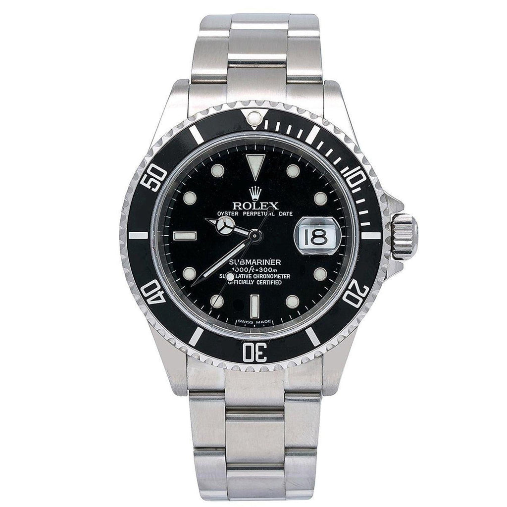 Pre-Owned Rolex Submariner Date 40MM 16610 Black Dial Black Bezel Stainless Steel Oyster Bracelet