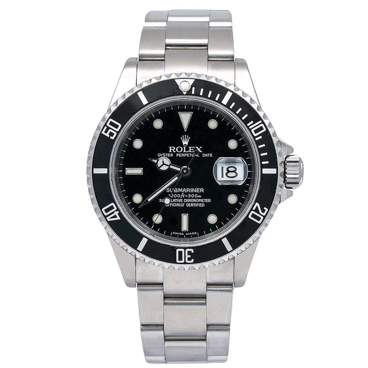 Pre-Owned Rolex Submariner Date 40MM 16610 Black Dial Black Bezel Stainless Steel Oyster Bracelet