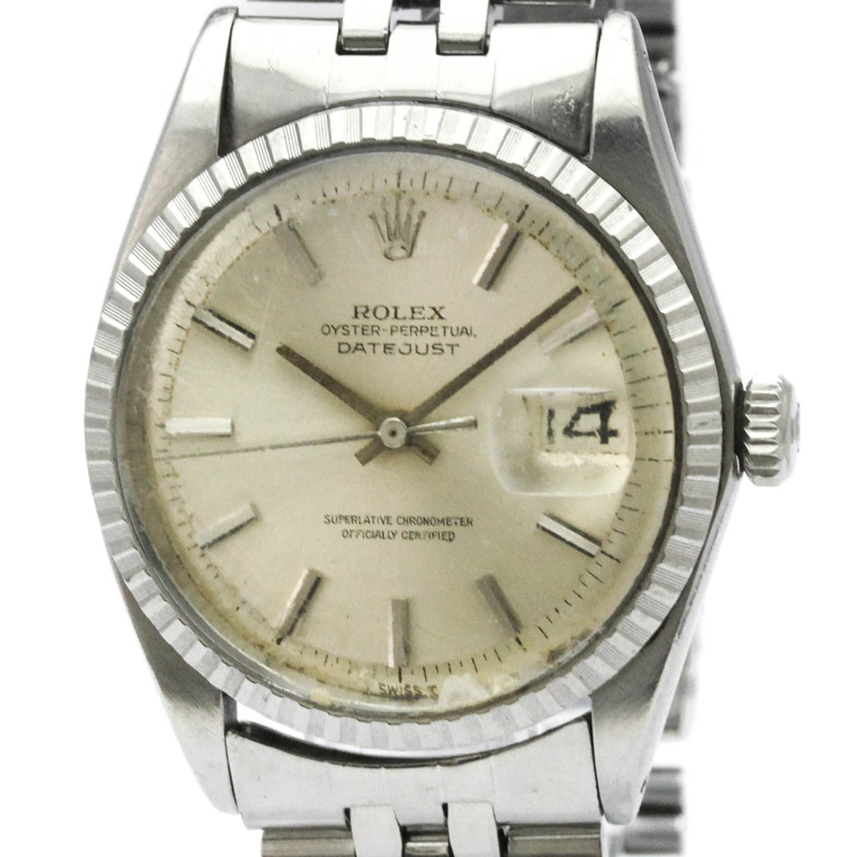 Pre-Owned ROLEX Datejust 1603 Stainless Steel Automatic Mens Watch Vintage