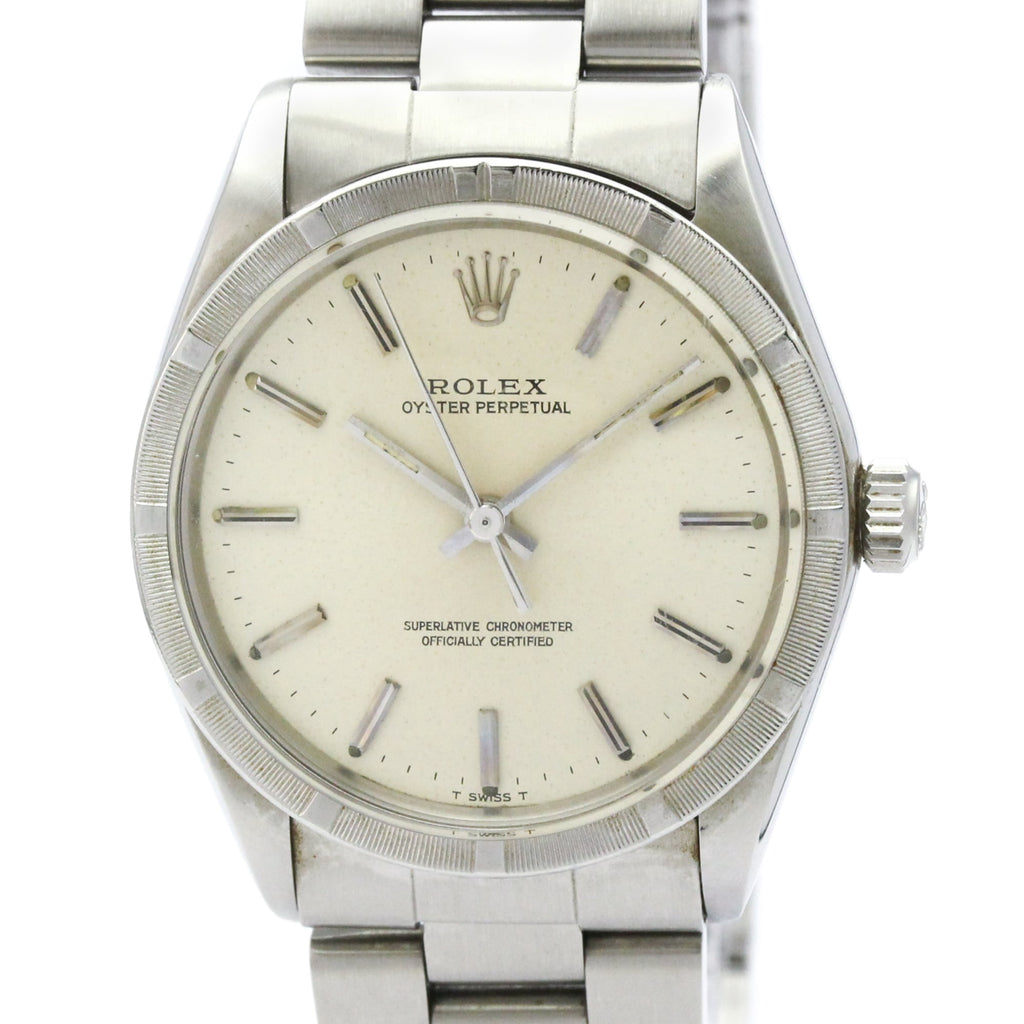 Pre-Owned ROLEX Oyster Perpetual 1007 Steel Automatic Mens Watch Vintage