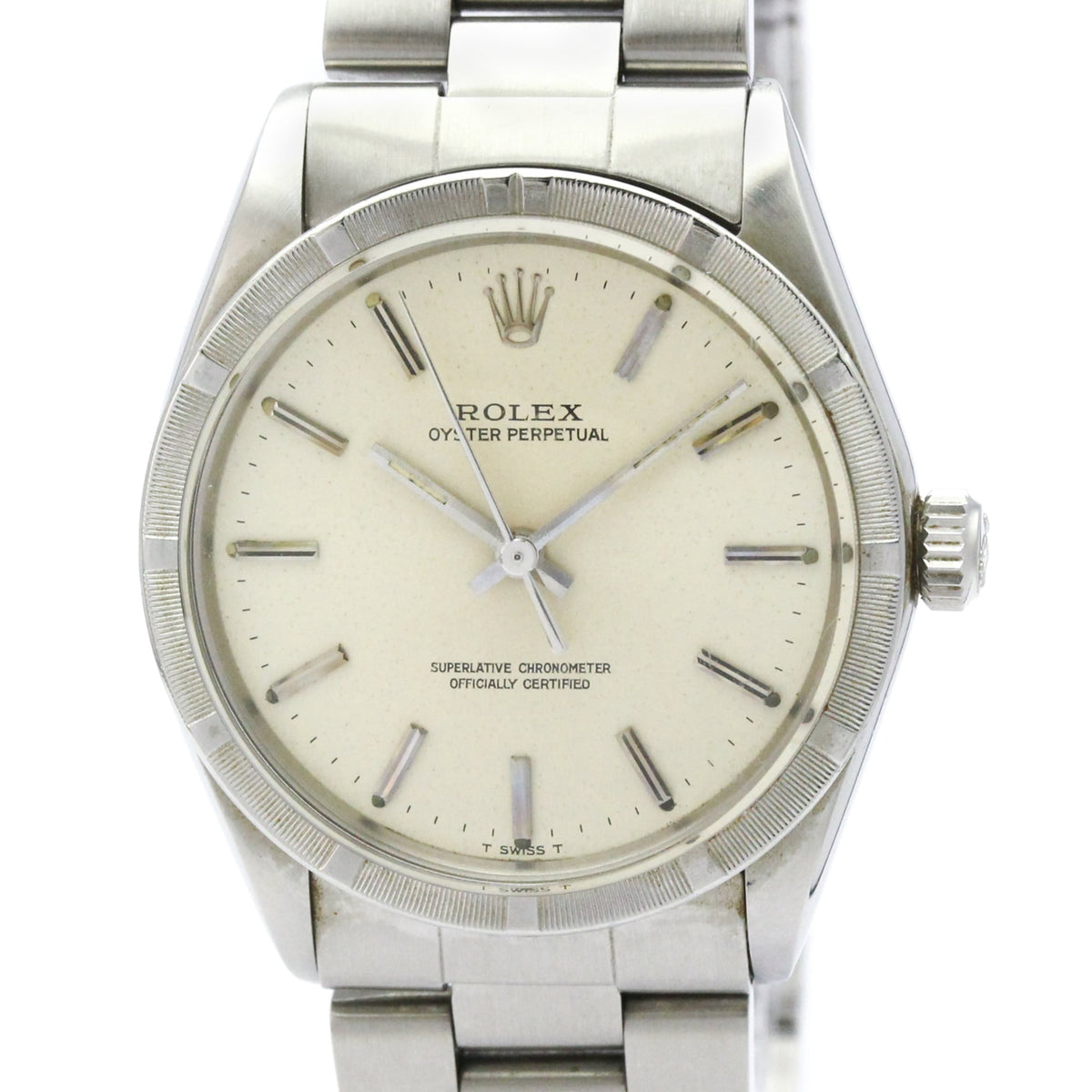 Pre-Owned ROLEX Oyster Perpetual 1007 Steel Automatic Mens Watch Vintage