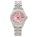 Pre-Owned Rolex Datejust 26MM 6916 Pink Mother of Pearl Diamond Dial Diamond Bezel Stainless Steel Jubilee Bracelet