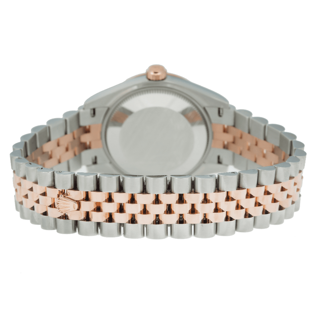 Pre-Owned Rolex Datejust 31MM 178271 Blue Roman Diamond Dial Fluted Bezel Two Tone Rose Gold Jubilee Bracelet