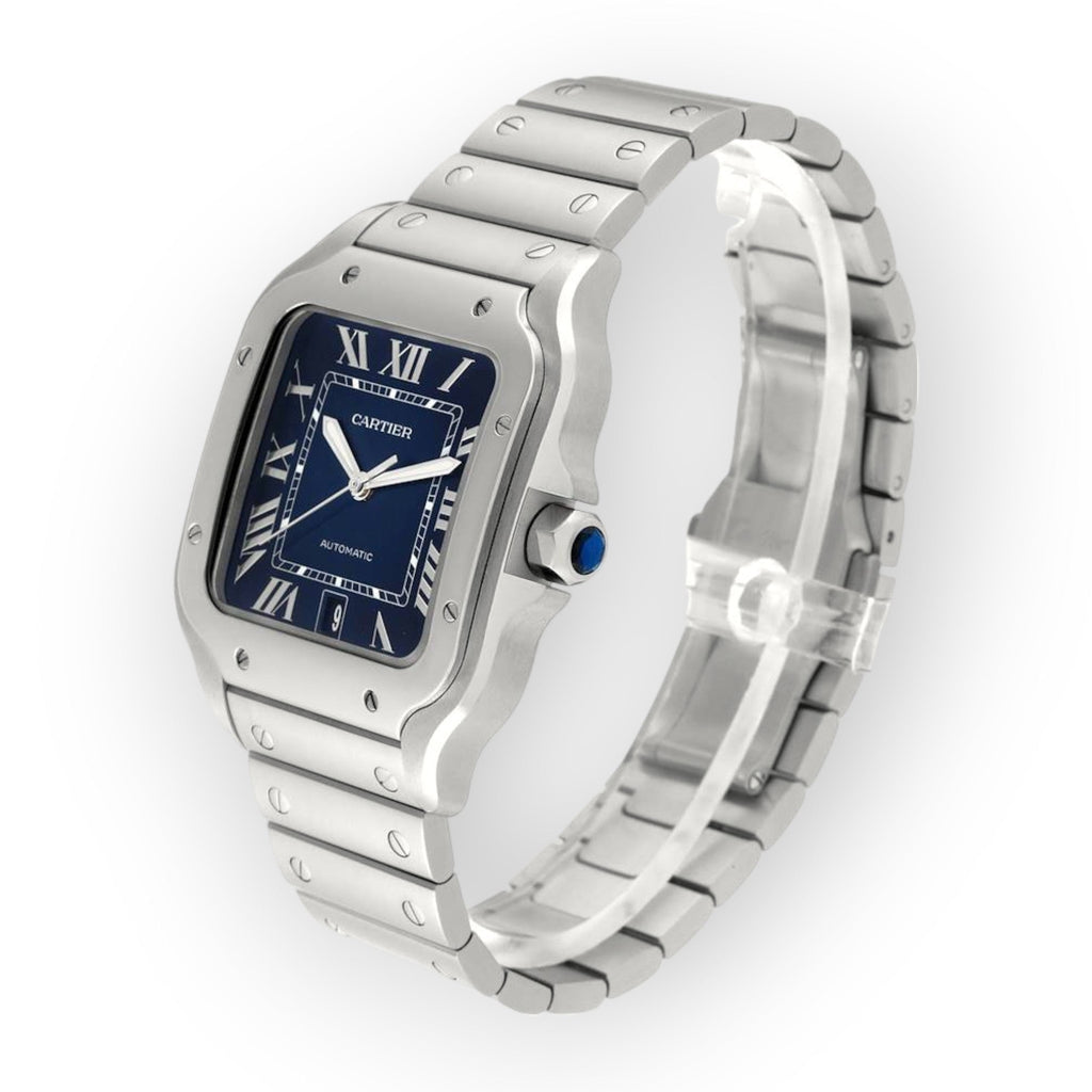 Pre-Owned Cartier Santos WSSA0030 40mm Blue Dial With Stainless Steel Bracelet
