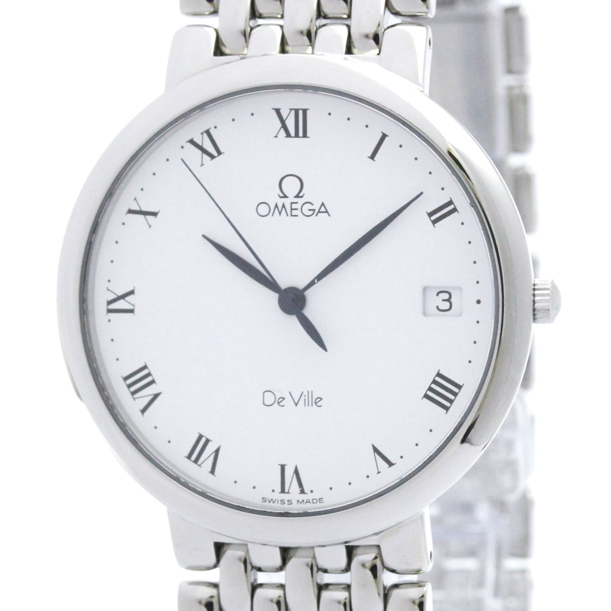 Pre-Owned OMEGA De Ville Quartz Stainless Steel Mens Watch 7520.23 Polished