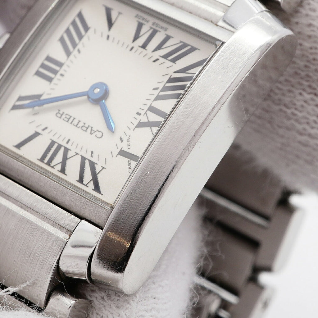 Pre-Owned Cartier Tank Française SM W51008Q3 White Dial Women's Watch
