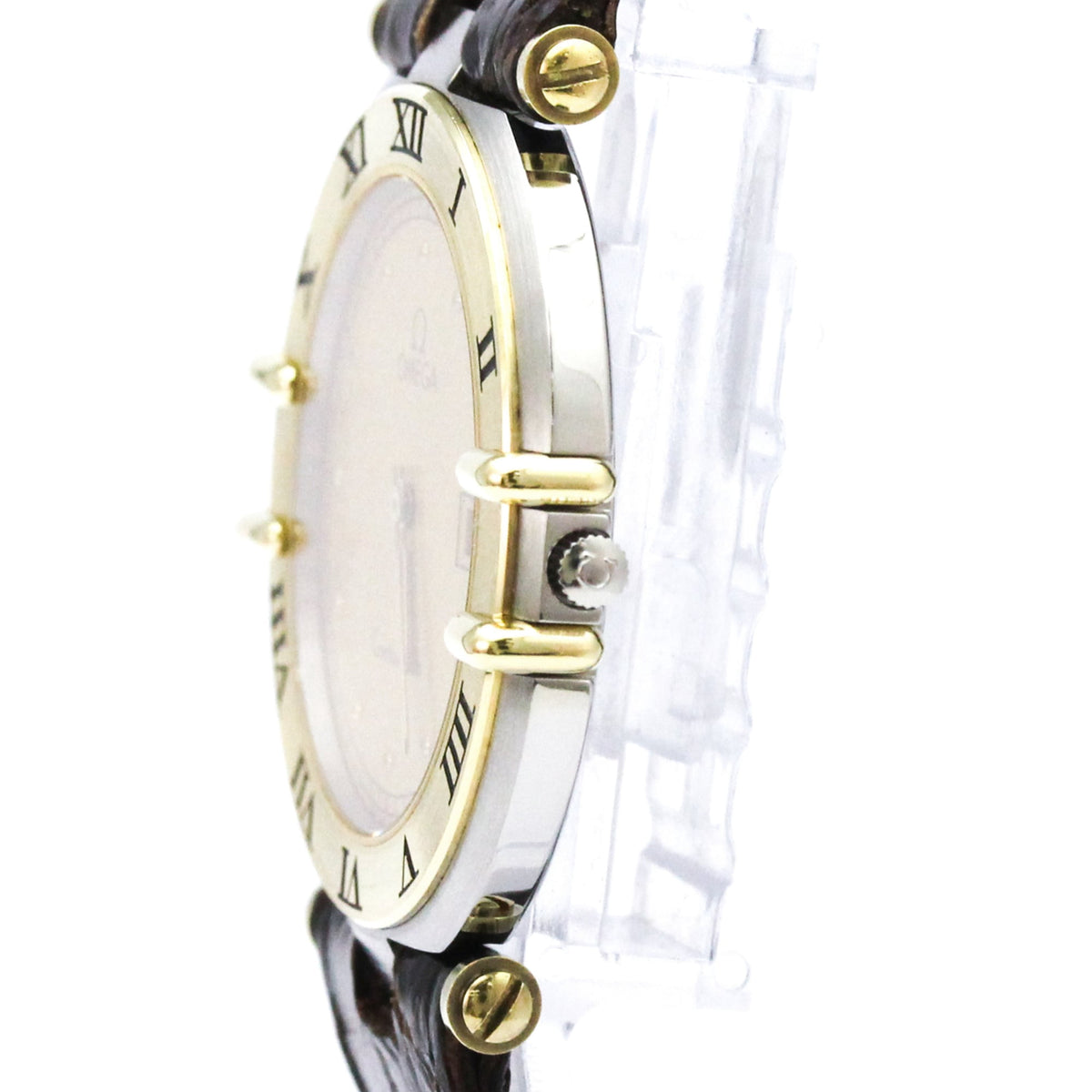 Pre-Owned OMEGA Constellation Date 18K Gold Steel Mens Watch 196.0360 Polished