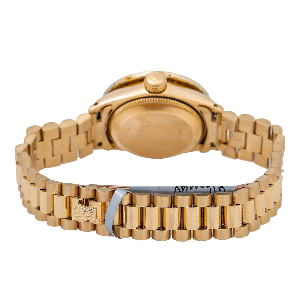 Pre-Owned Rolex Datejust 26MM 6917 Pink Pattern Diamond Dial Diamond Bezel 18K Yellow Gold President Bracelet