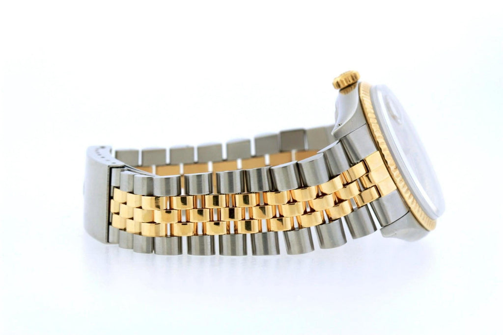 Pre-Owned Rolex Datejust 36MM 16233 Pink Floral Diamond Dial Fluted Bezel Two Tone Yellow Gold Jubilee Bracelet
