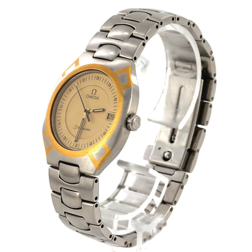 Pre-Owned Omega Seamaster Polaris Two-Tone Stainless Steel x Yellow Gold Quartz Watch