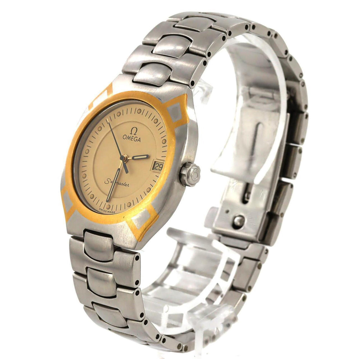 Pre-Owned Omega Seamaster Polaris Two-Tone Stainless Steel x Yellow Gold Quartz Watch