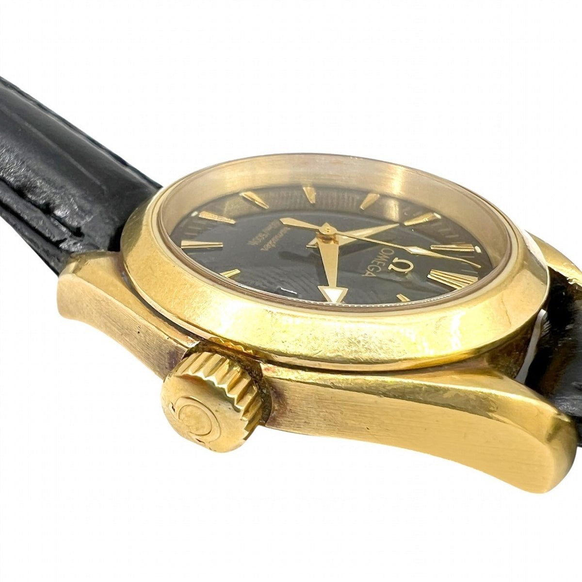 Pre-Owned OMEGA Seamaster Aqua Terra 150m K18YG Black Dial Quartz Watch 2677.50.32 Leather...