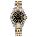 Pre-Owned Rolex Datejust 26MM 6917 Black Diamond Dial Diamond Bezel Two Tone Yellow Gold Jubilee Bracelet 1.2ct