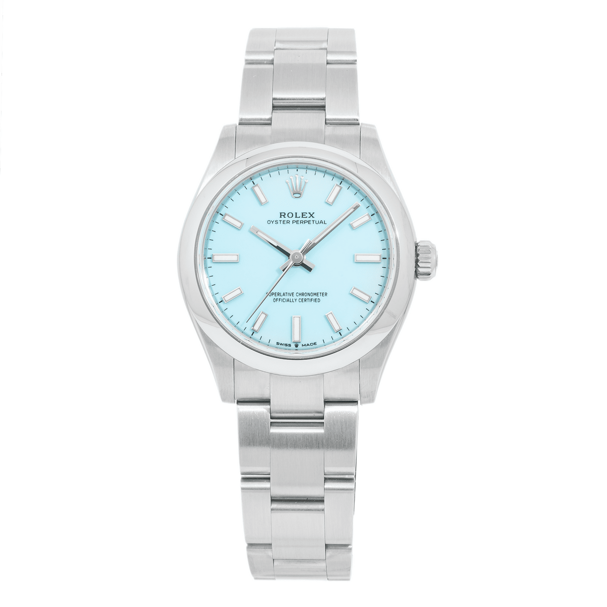 Pre-Owned Rolex Oyster Perpetual 31MM 277200 Ice Blue Dial Smooth Bezel Stainless Steel Oyster Bracelet