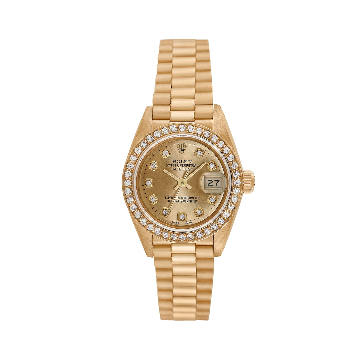 Pre-Owned Rolex Ladies President 26mm 18K Yellow Gold President Wristwatch