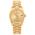 Pre-Owned Rolex Datejust 31MM 68278 Champagne Dial Fluted Bezel 18K Yellow Gold President Bracelet