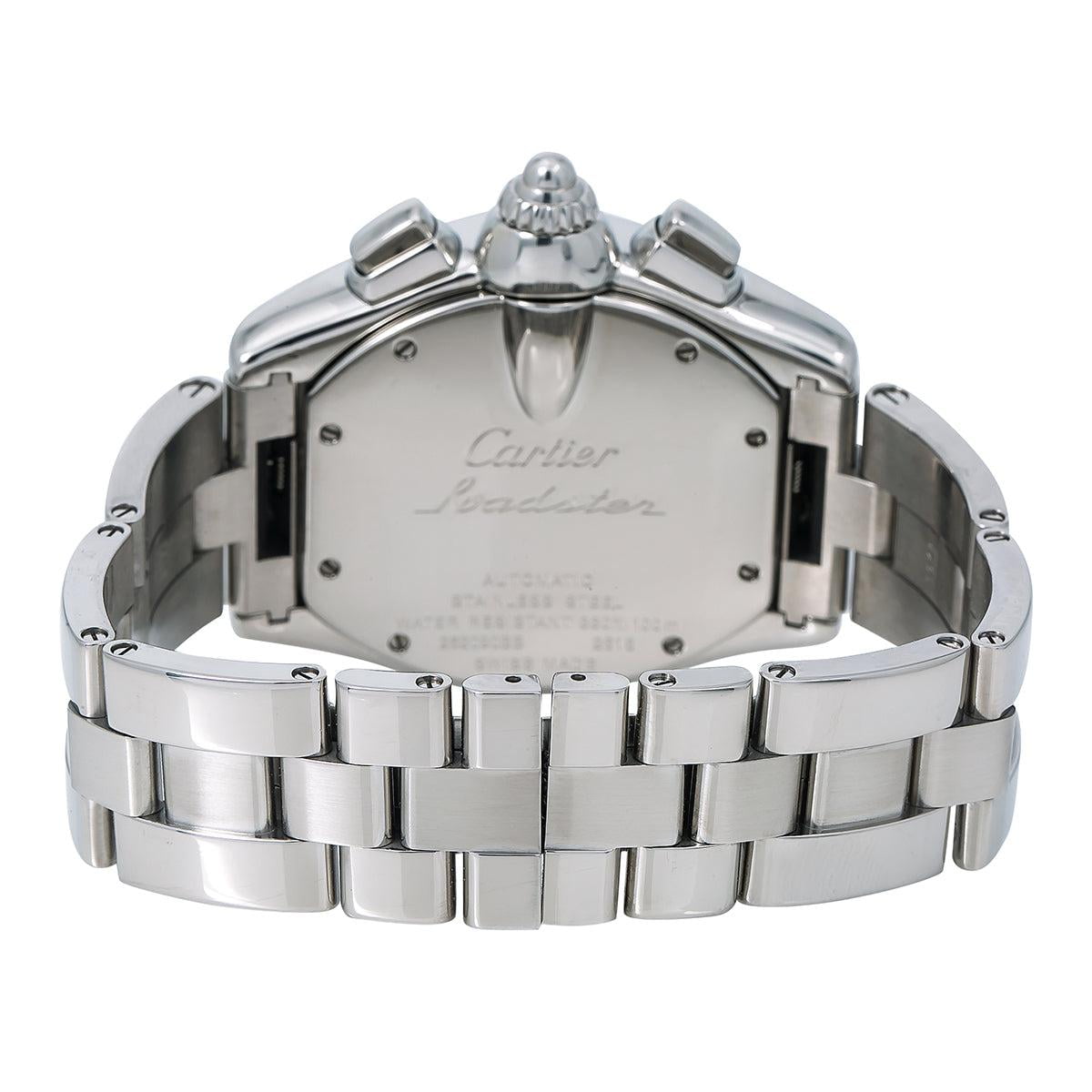 Pre-Owned Cartier Roadster 43MM W62020X6 / 2618 Black Roman Dial Stainless Steel Bracelet