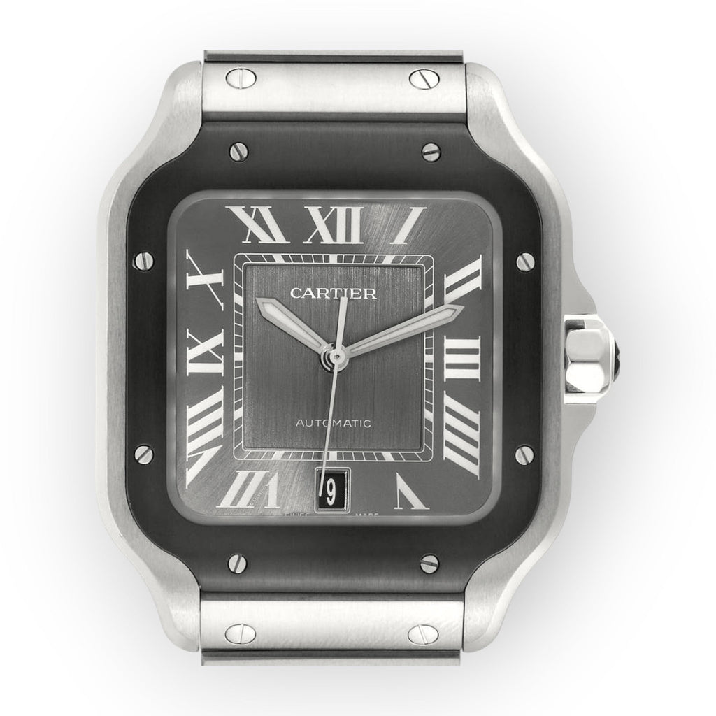 Pre-Owned Cartier Santos Steel ADLC WSSA0037 Grey Dial Mens Watch