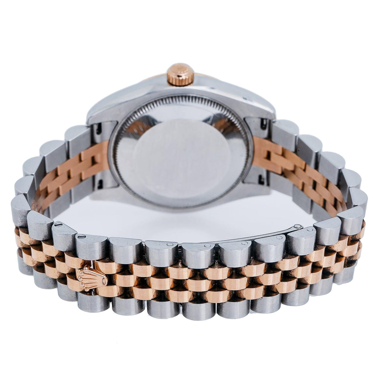 Pre-Owned Rolex Datejust 31MM 178241 Black Mother of Pearl Diamond Dial Smooth Bezel Two Tone Rose Gold Jubilee Bracelet