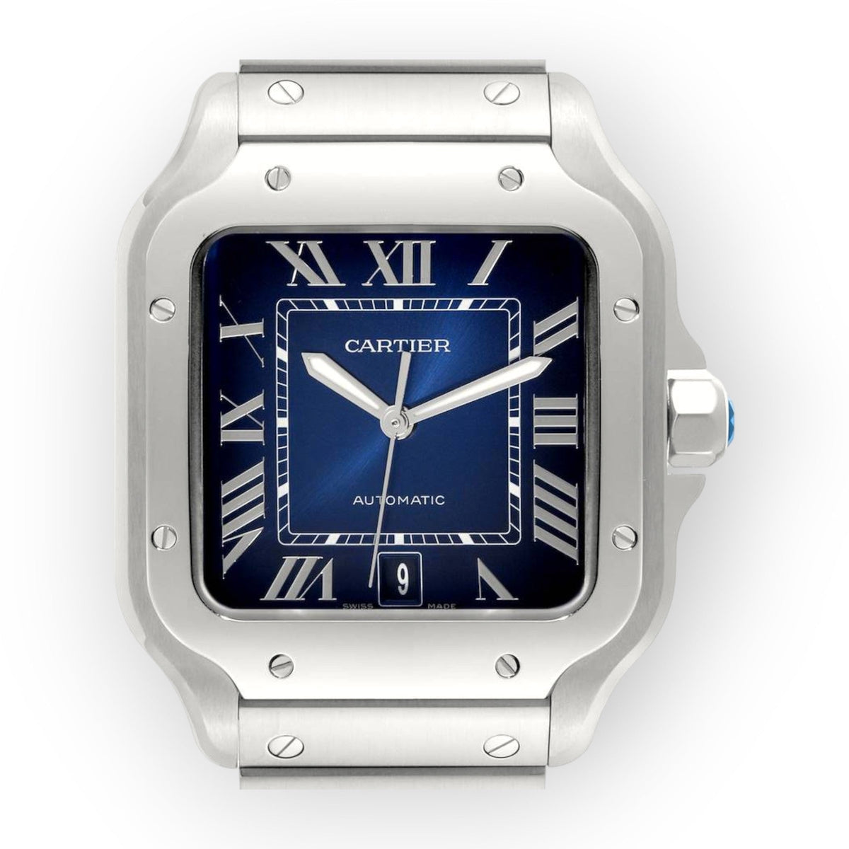 Pre-Owned Cartier Santos WSSA0030 40mm Blue Dial With Stainless Steel Bracelet
