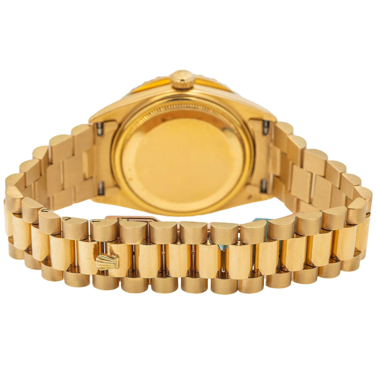 Pre-Owned Rolex Day-Date 36MM 1803 Black Roman Diamond Dial Diamond Bezel 18K Yellow Gold President Bracelet