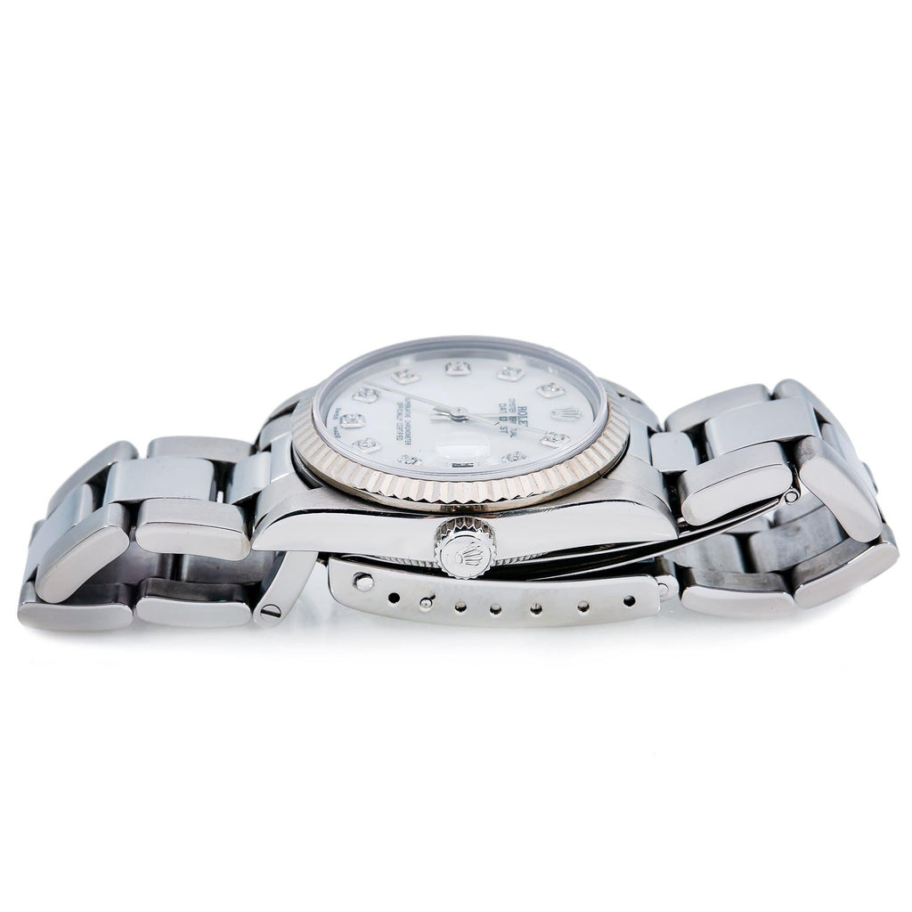 Pre-Owned Rolex Datejust 31MM 68241 Silver Diamond Dial Fluted Bezel Stainless Steel Oyster Bracelet