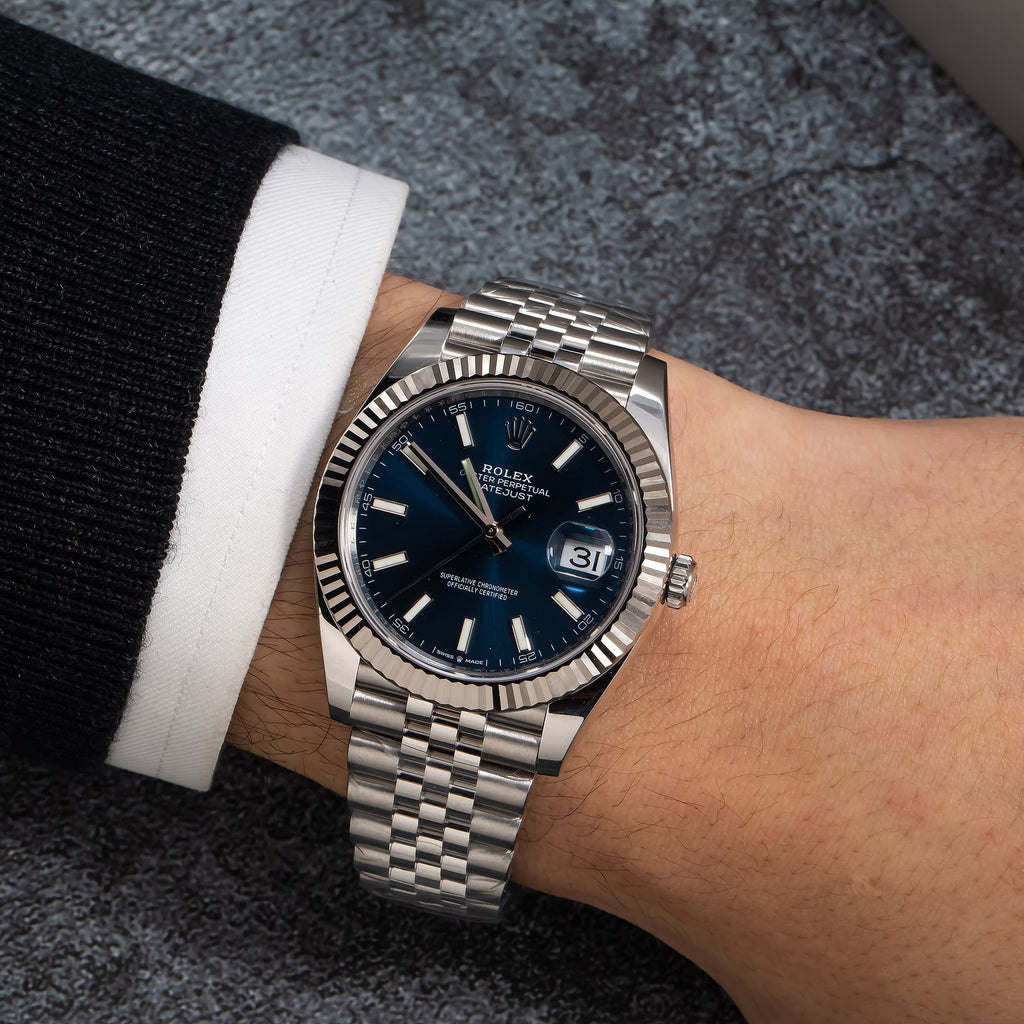 Pre-Owned Rolex Datejust 126334 41mm Blue Dial With Jubilee