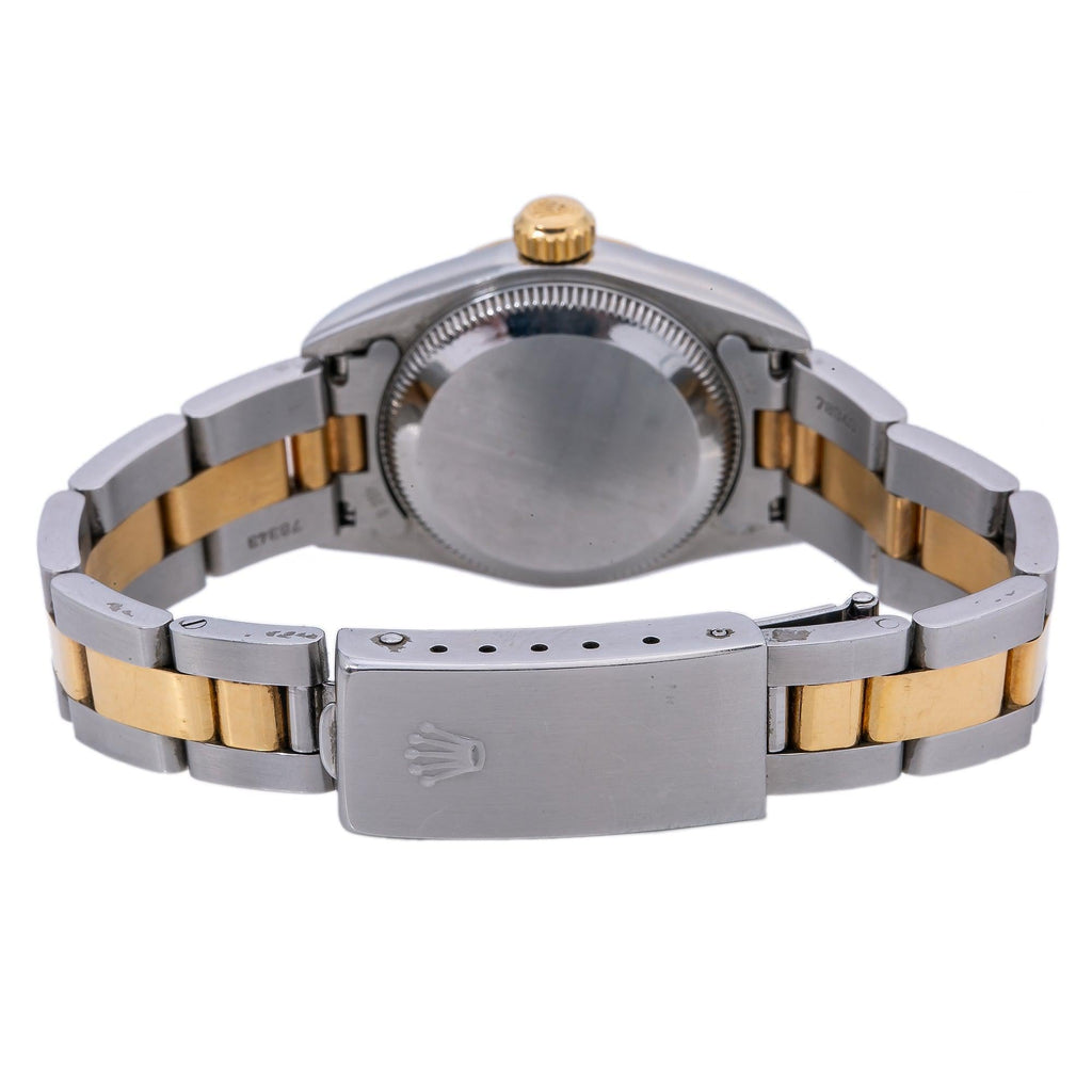 Pre-Owned Rolex Oyster Perpetual 26MM 67183 Gray Arabic Dial Smooth Bezel Two Tone Yellow Gold Oyster Bracelet
