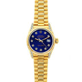 Pre-Owned Rolex Datejust 26MM 69178 Blue Diamond Dial Fluted Bezel 18K Yellow Gold President Bracelet