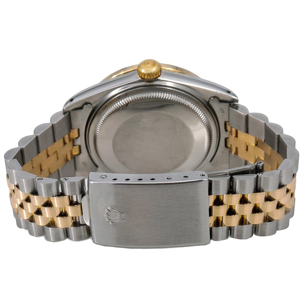 Pre-Owned Rolex Datejust 36MM 16013 Red Diamond Dial Diamond Bezel Two Tone Yellow Gold Jubilee Bracelet 1.2ct
