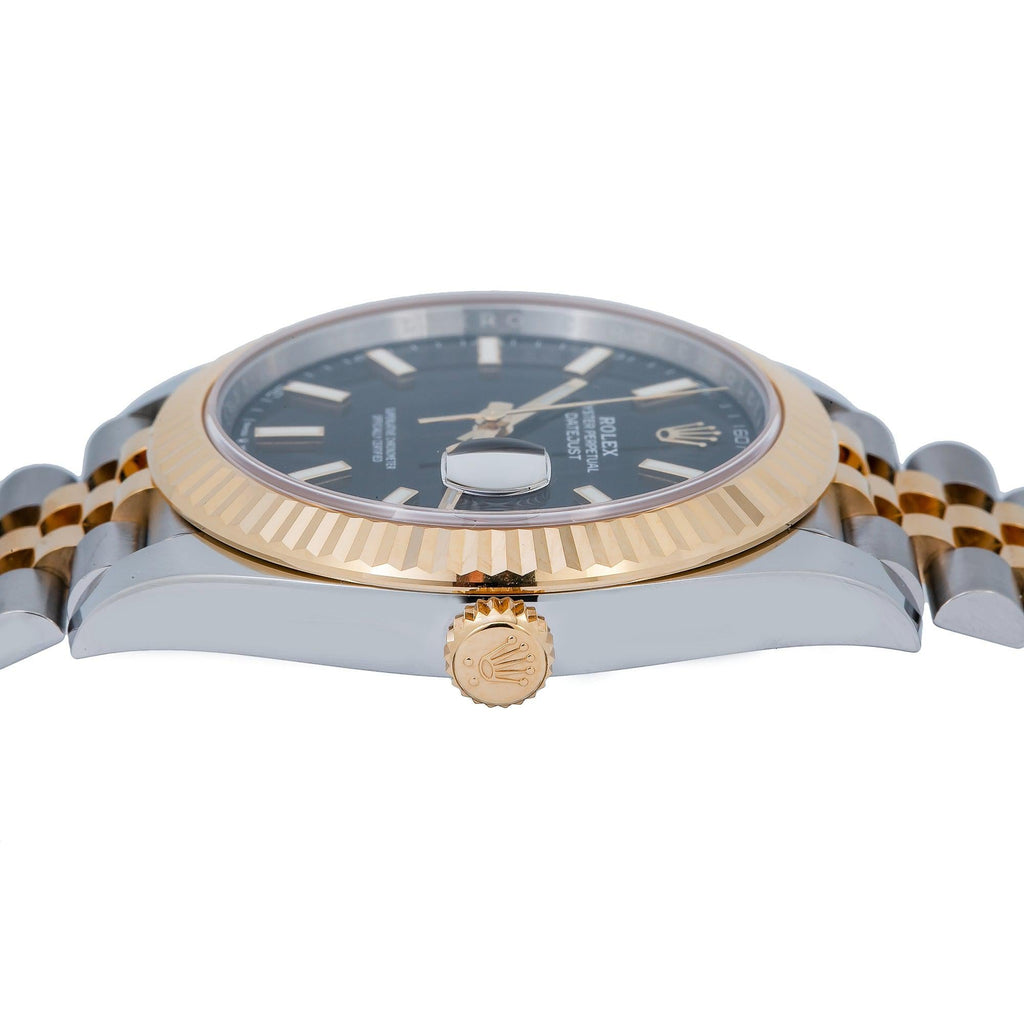 Pre-Owned Rolex Datejust 41MM 126333 Black Dial Fluted Bezel Two Tone Yellow Gold Jubilee Bracelet