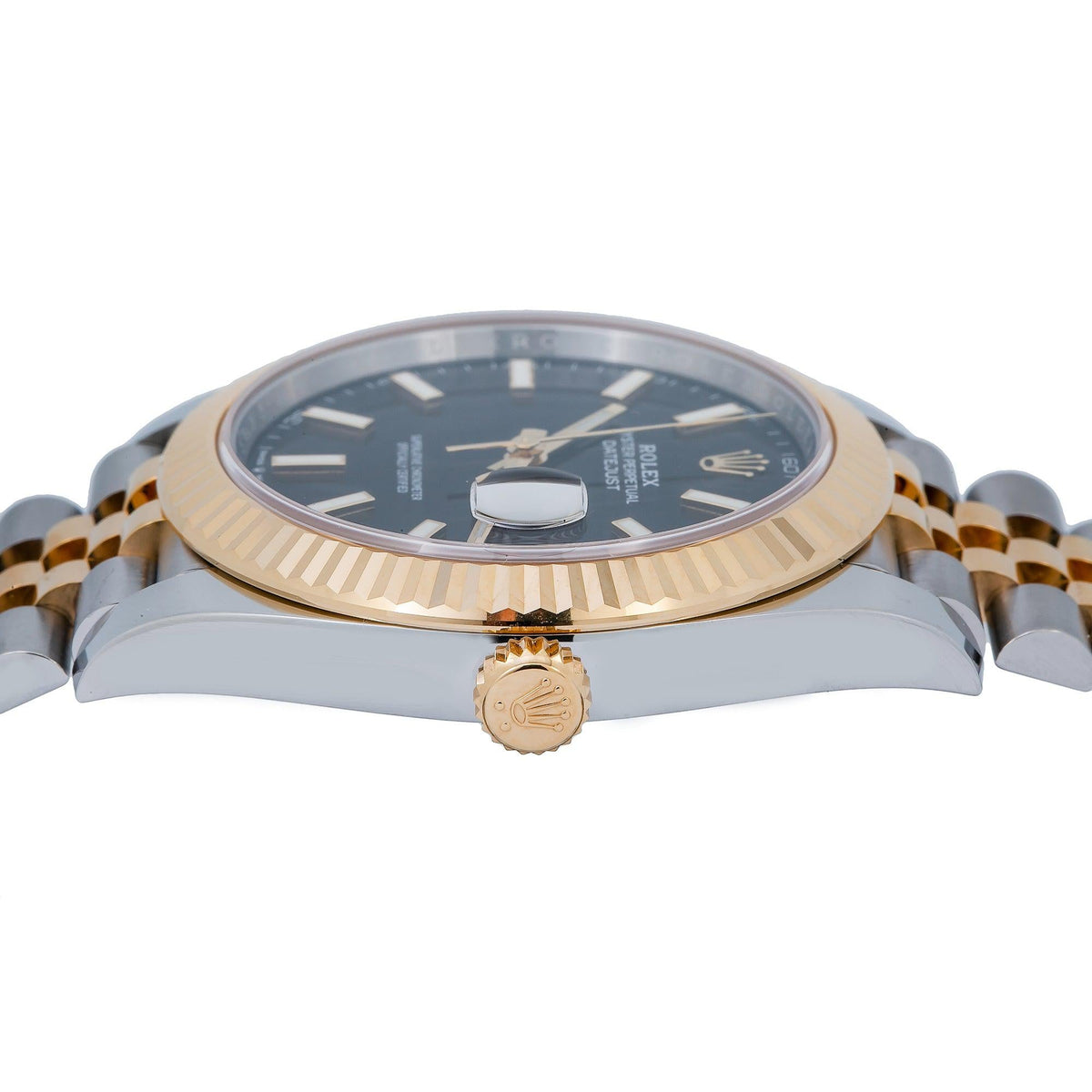 Pre-Owned Rolex Datejust 41MM 126333 Black Dial Fluted Bezel Two Tone Yellow Gold Jubilee Bracelet