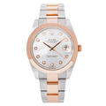 Pre-Owned Rolex Datejust 41MM 126301 White Mother of Pearl Diamond Dial Smooth Bezel Two Tone Rose Gold Oyster Bracelet