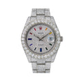 Pre-Owned Rolex Datejust 41MM 116300 Diamond Paved Rainbow Hour Dial Diamond Bezel Stainless Steel Full Diamond Oyster Bracelet 22.75ct