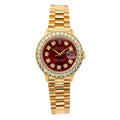 Pre-Owned Rolex Datejust 26MM 69178 Red Diamond Dial Diamond Bezel 18K Yellow Gold President Bracelet 0.95ct