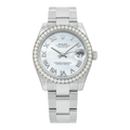 Pre-Owned Rolex Datejust 31MM 178240 White Mother of Pearl Roman Dial Diamond Bezel Stainless Steel Oyster Bracelet