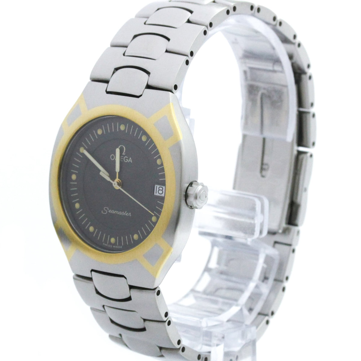Pre-Owned OMEGA Seamaster Polaris 18K Gold Steel Mens Watch 396.1022 Polished